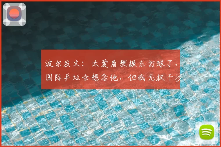 波尔发文：太爱看樊振东打球了，国际乒坛会想念他，但我无权干涉